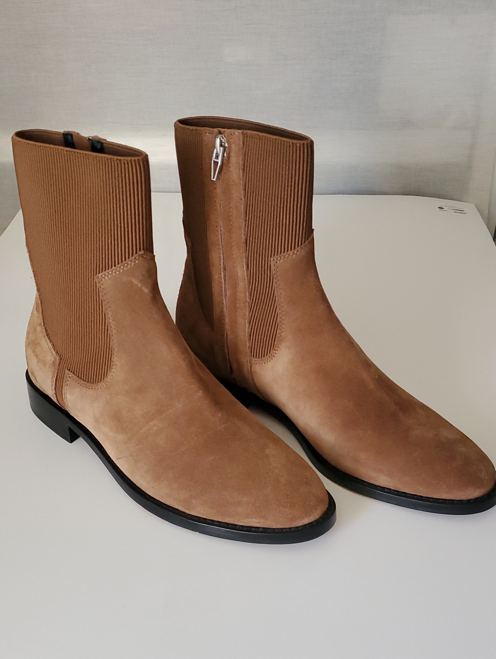 Dolce Vita Tan Suede Chelsea Boots with Ribbed Shaft US 9